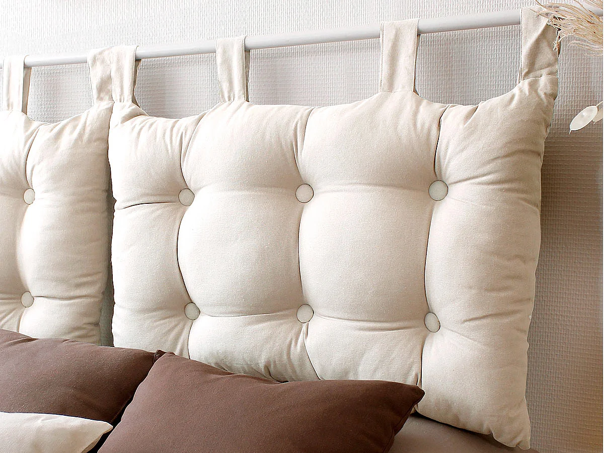 Cojín de cabecera de cama de algodón con patas con botones