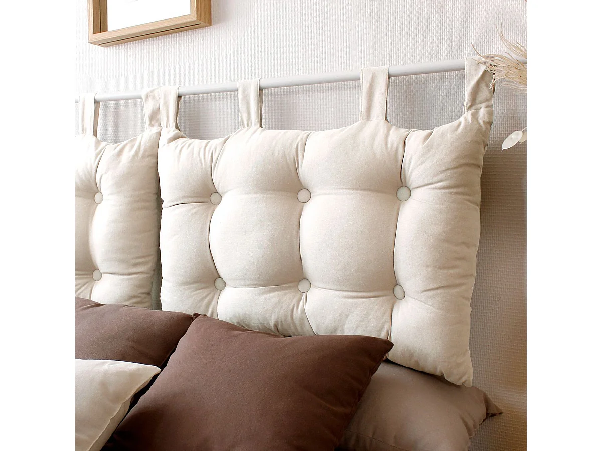Cojín de cabecera de cama de algodón con patas con botones