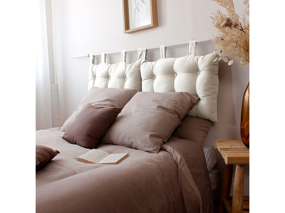 Cojín de cabecera de cama de algodón con patas con botones