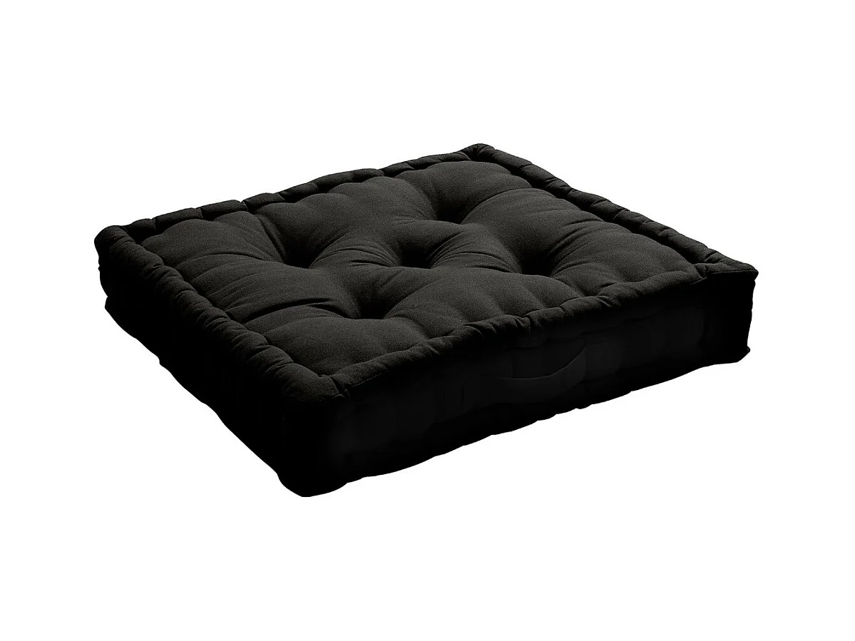 Coussin de Sol Uni "Panama" 50x50cm Noir