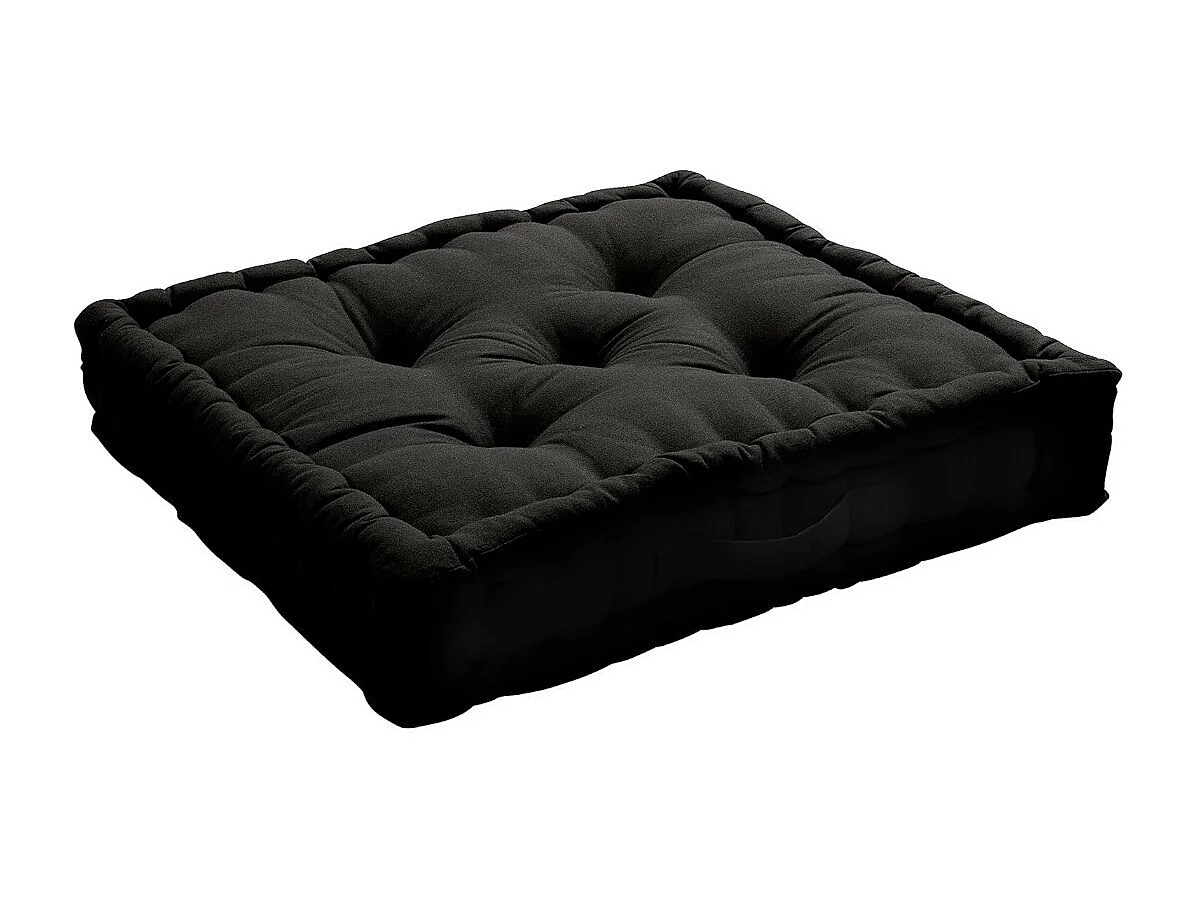 Coussin de Sol Uni "Panama" 50x50cm Noir