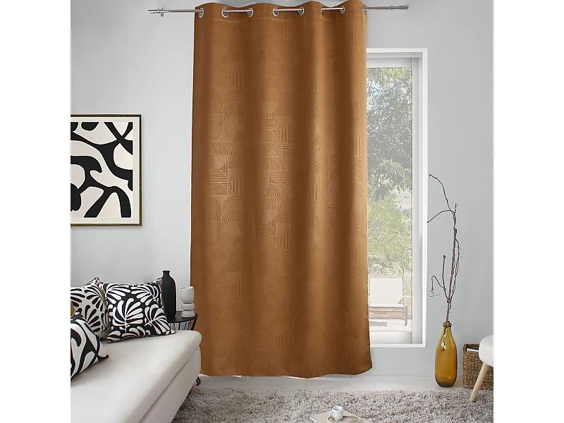 Cortina con ojales opaca estampada geométrica 140 x 240 cm