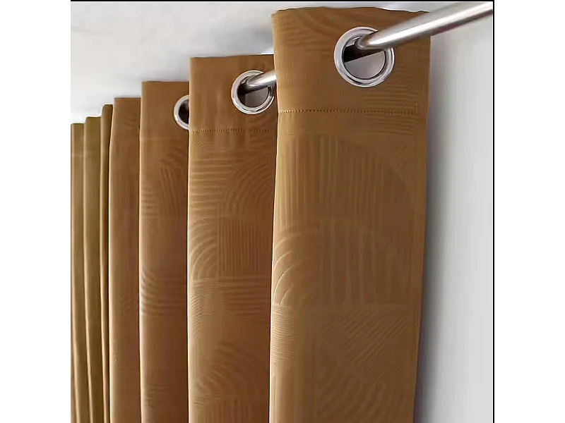 Ösenvorhang blickdicht mit geometrischem Druck 140 x 240 cm