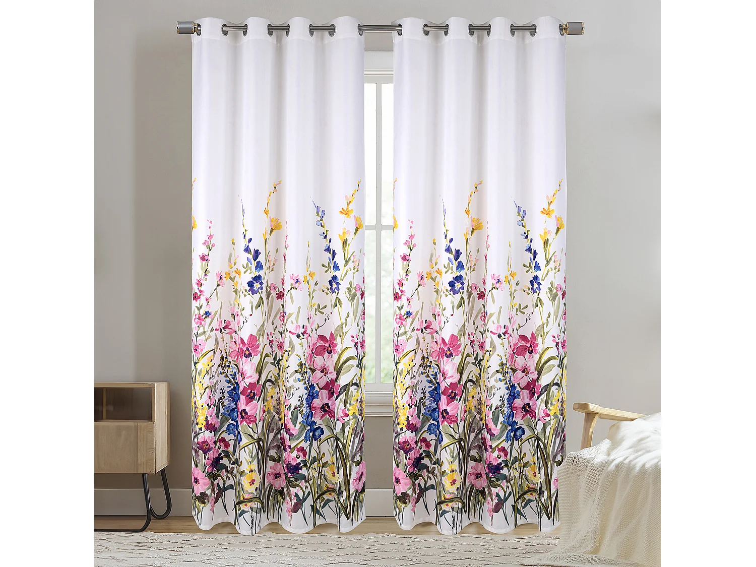 Paire de Rideaux  occultants motif floral