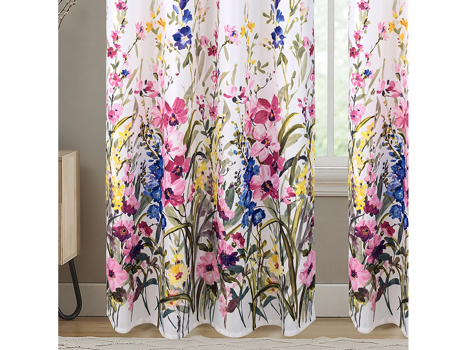 Paire de Rideaux  occultants motif floral