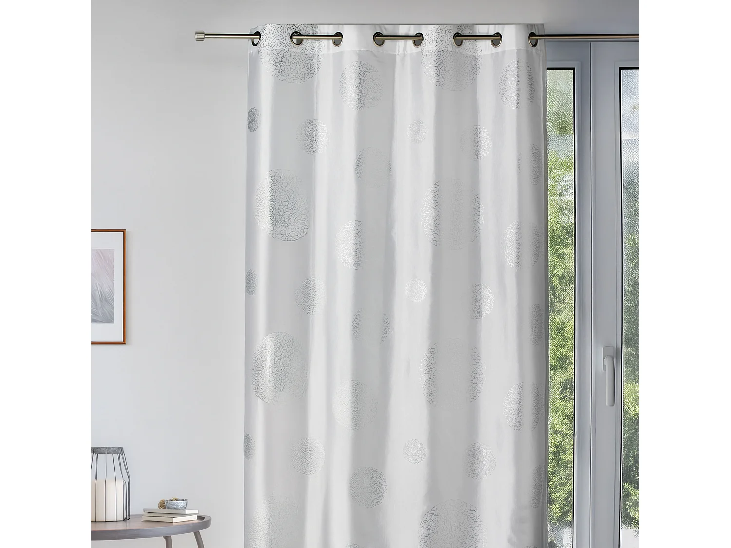 Cortina de mobiliario de tafetán estampada plata 140 x 260 cm
