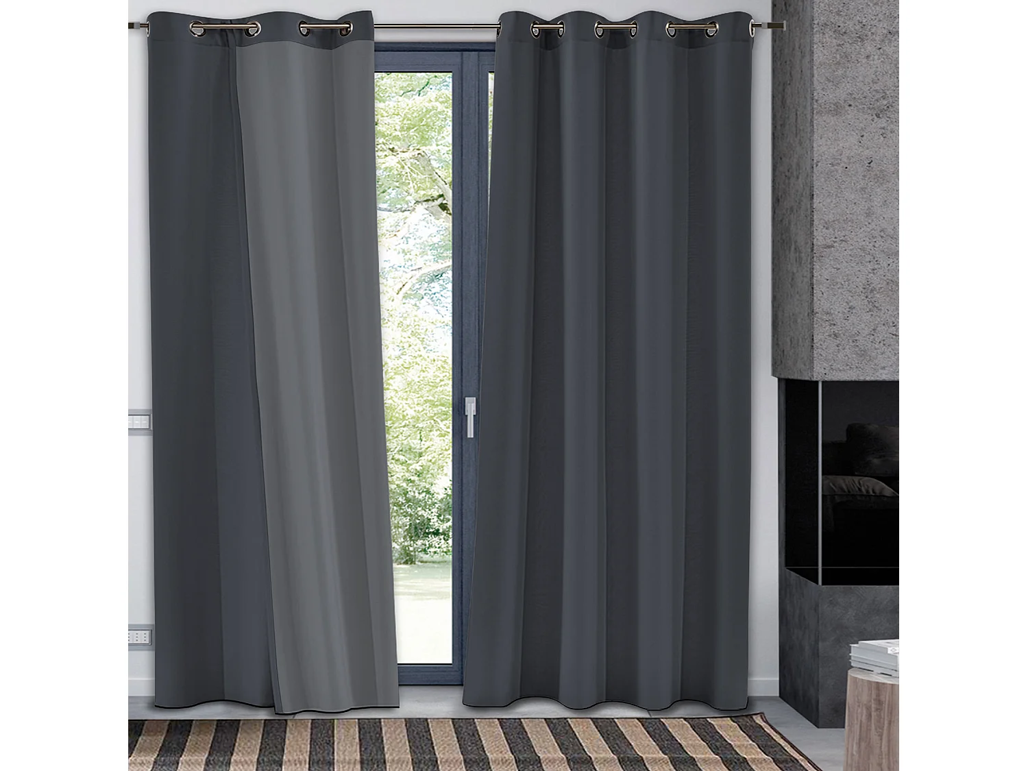 Cortina térmica forrada de franela