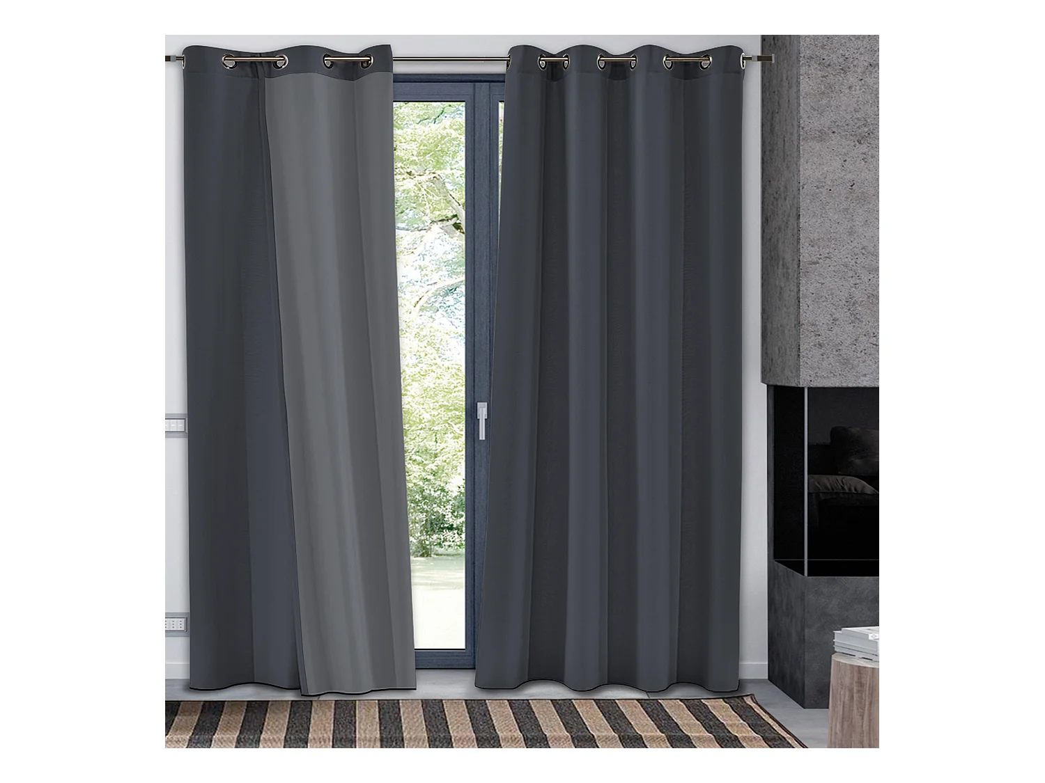 Rideau thermique doublé en flanelle