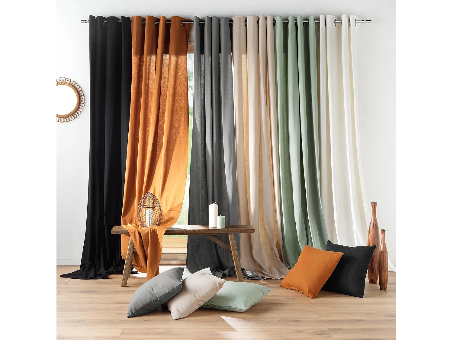 Visillo de decoración de poliéster/algodón reciclado 135 x 260 cm