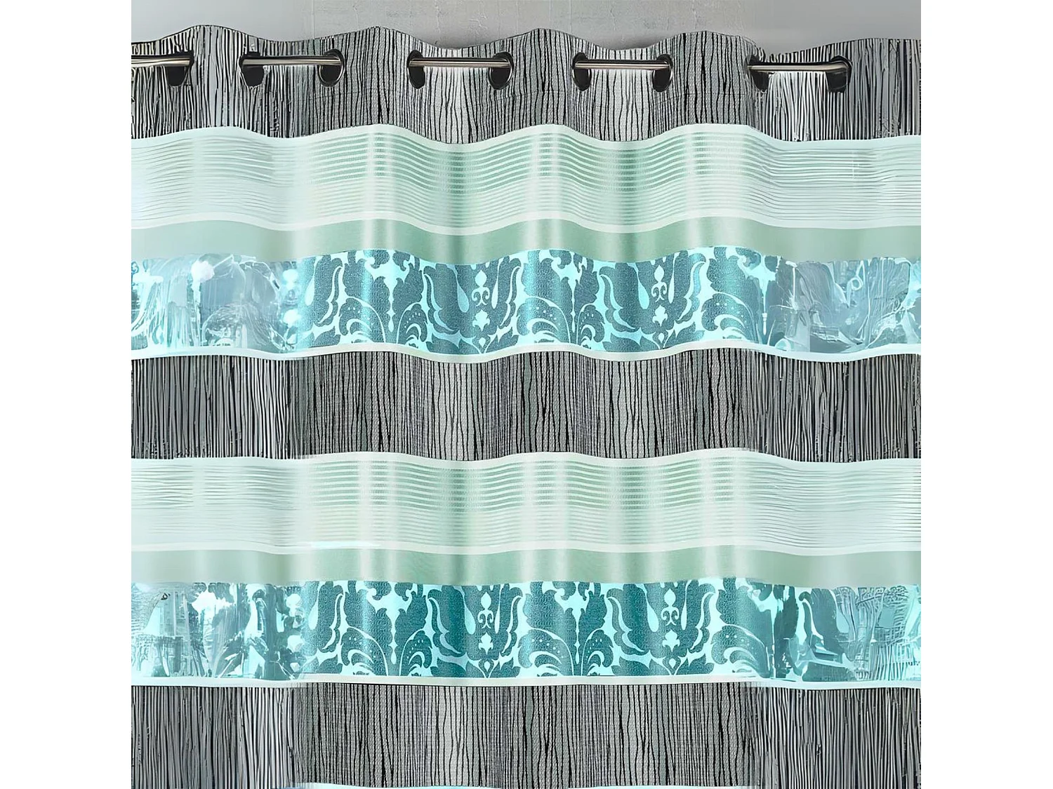 Rideau en jacquard à rayures horizontales colorées