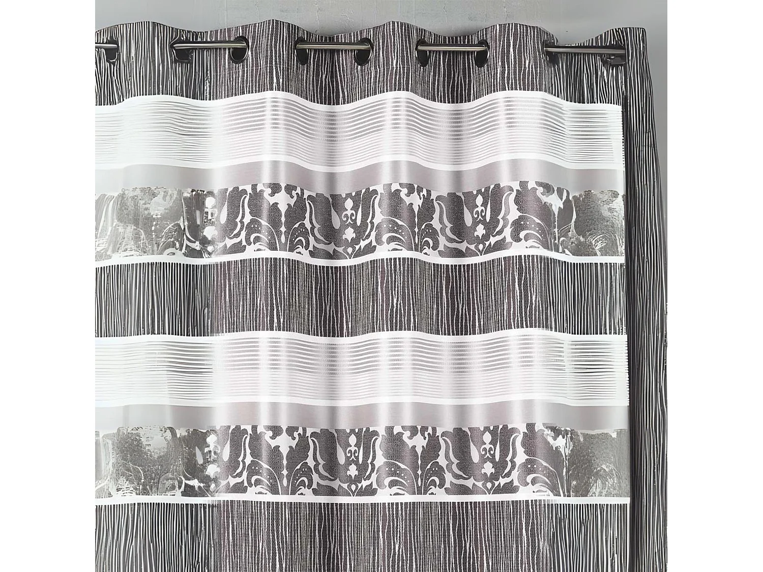 Cortina en jacquard rayas horizontales coloreadas 140 x 260 cm