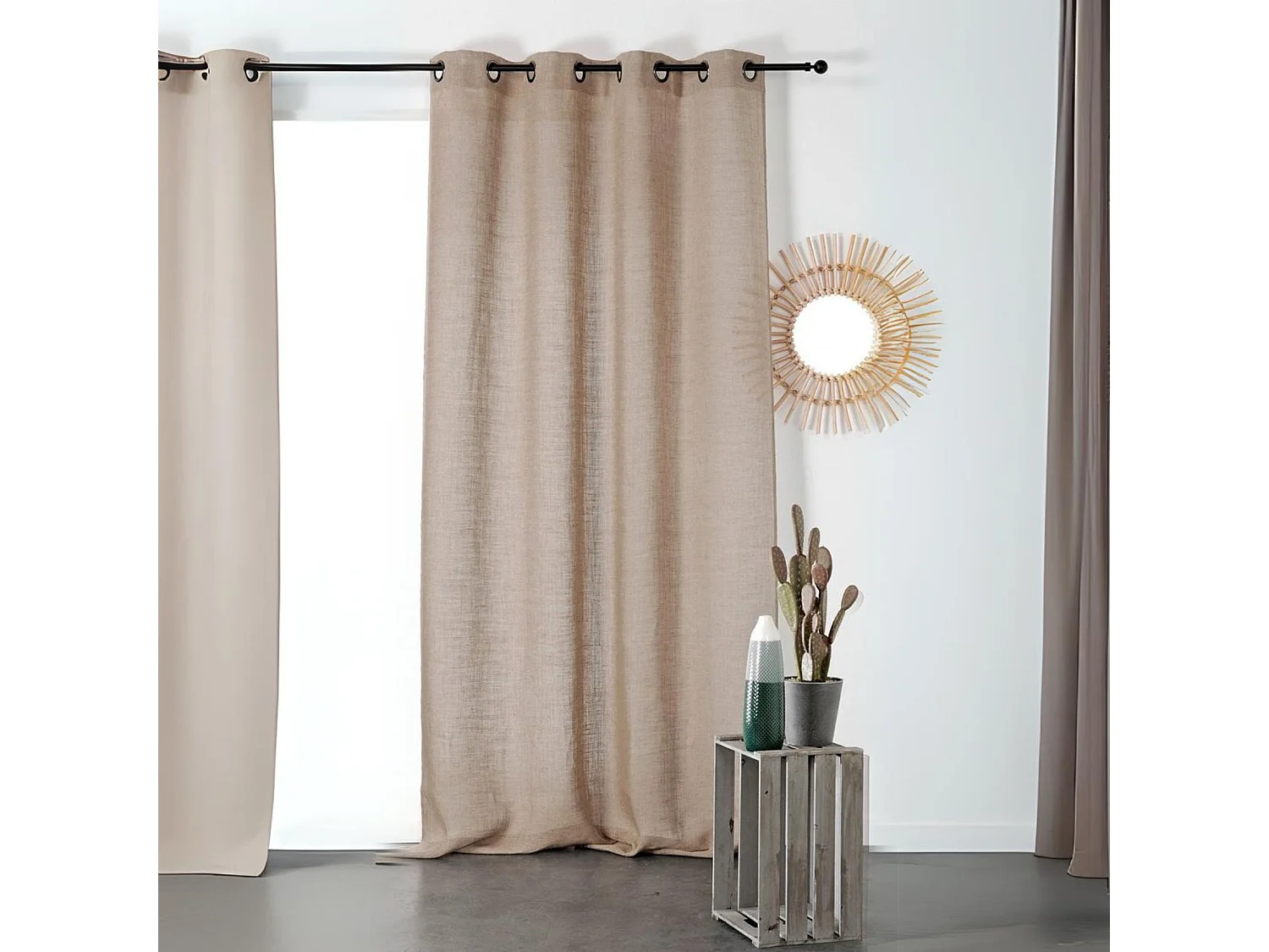 Rideau tamisant et naturel en 100% lin