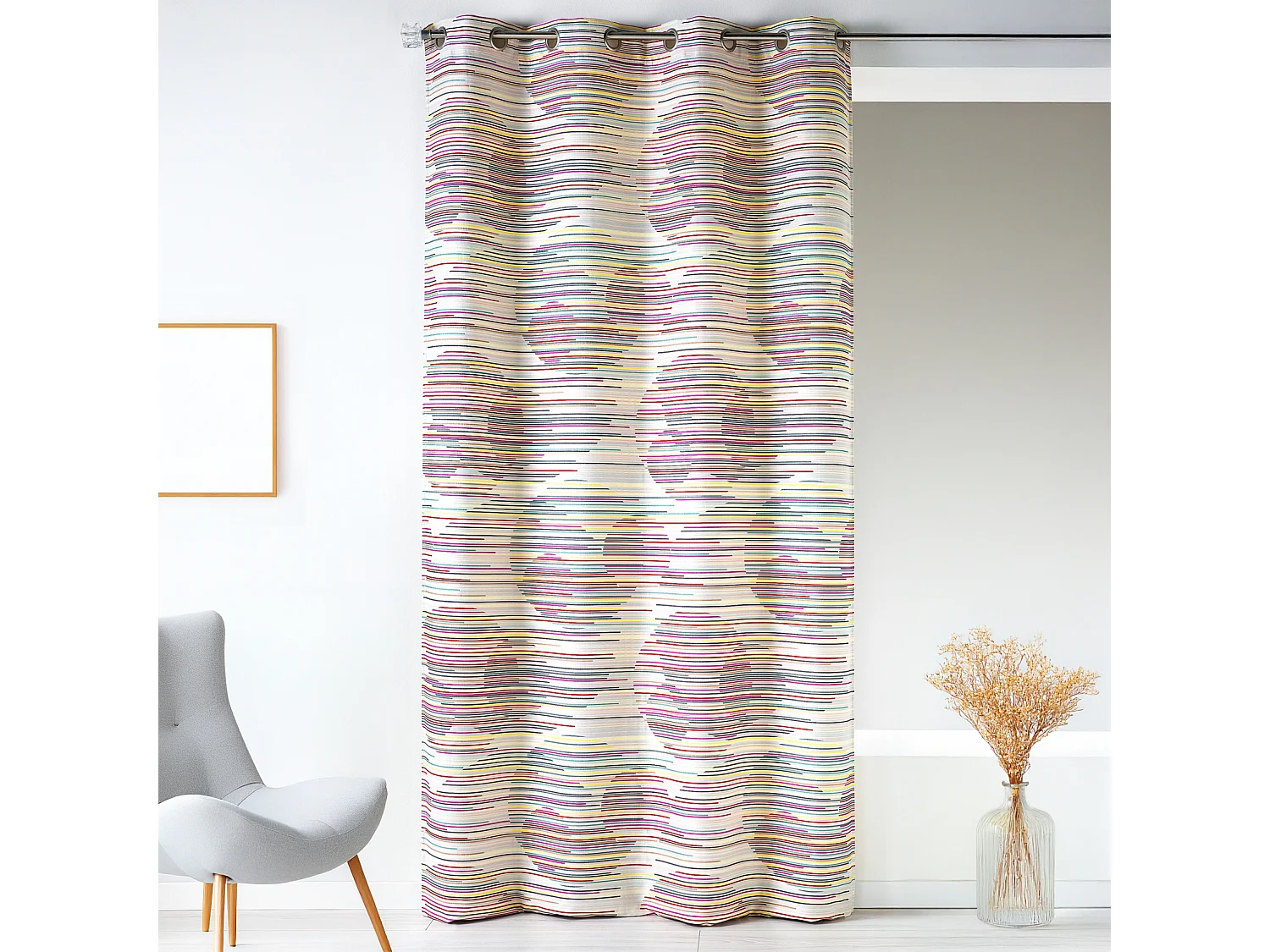 Cortina en jacquard fantasía y gráfica 140 x 260 cm