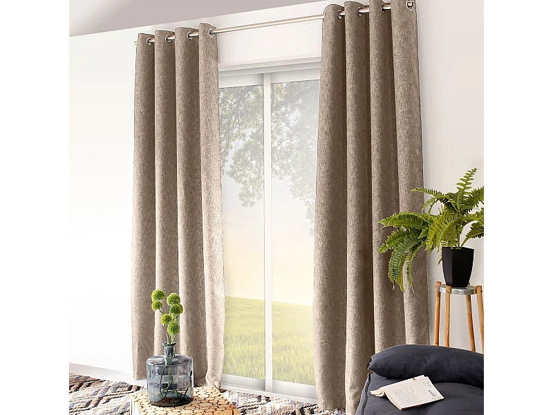 Rideau Occultant à Œillets "Natté" 140x240cm Naturel