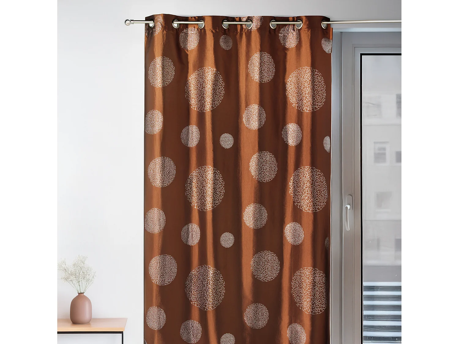 Cortina de mobiliario de tafetán estampada plata 140 x 260 cm