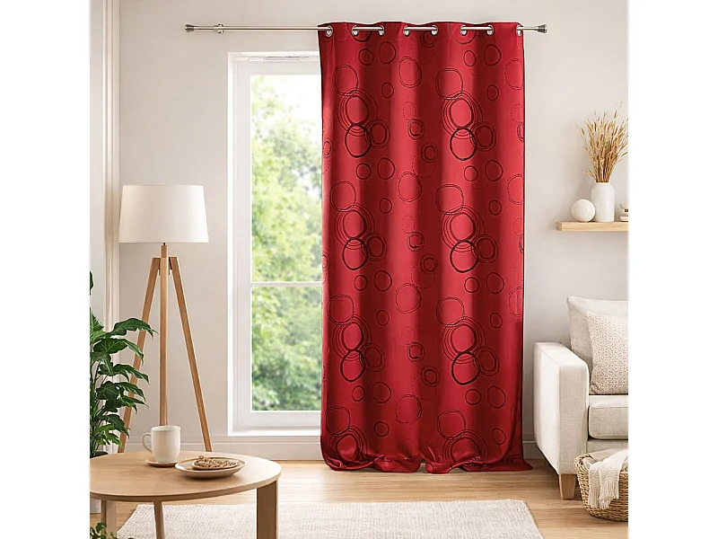 Vorhang 100%ig Verdunklung mit Kreisen Rot 140 x 260 cm