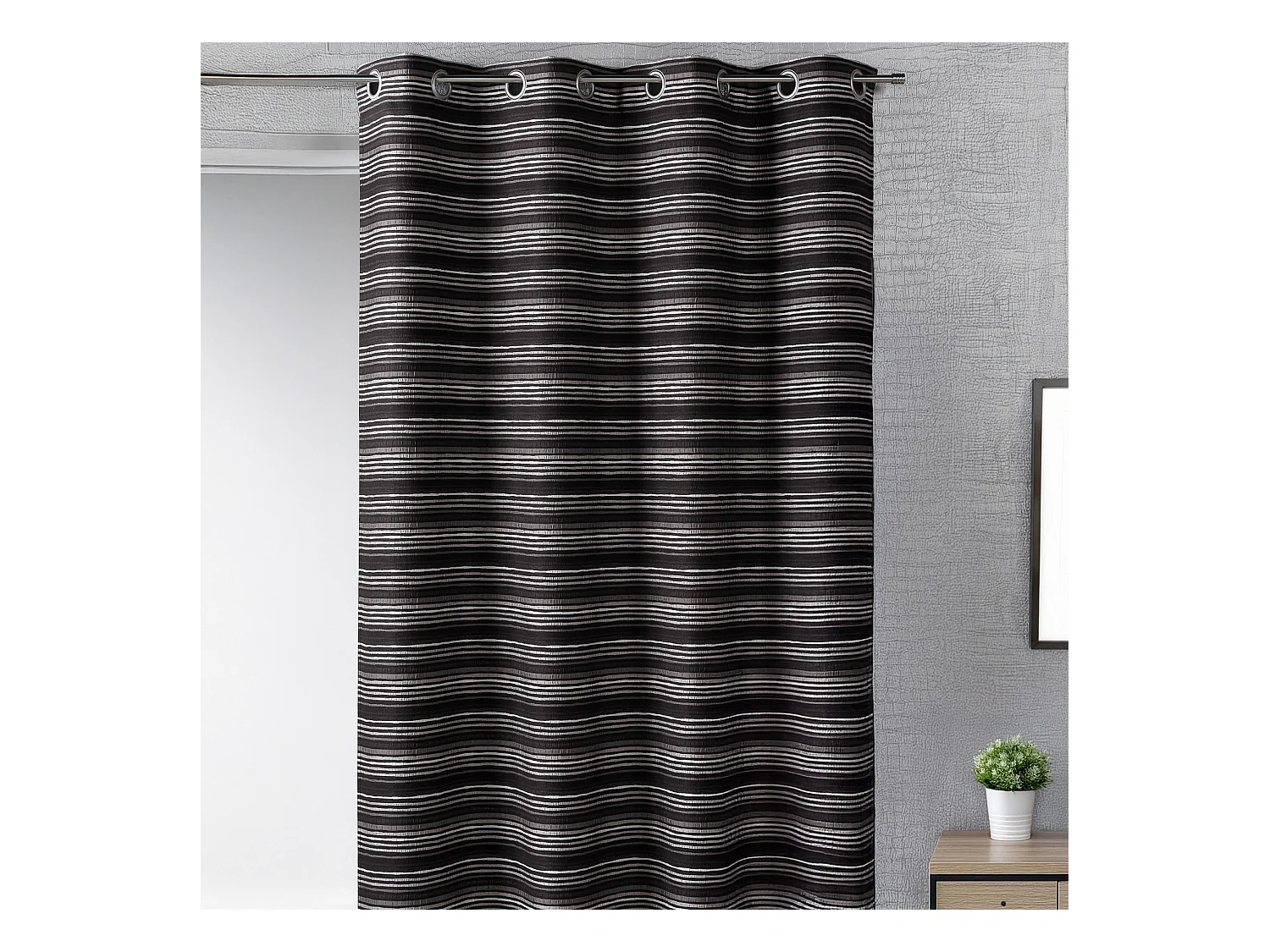 Rideau d'ameublement en jacquard à fines rayures