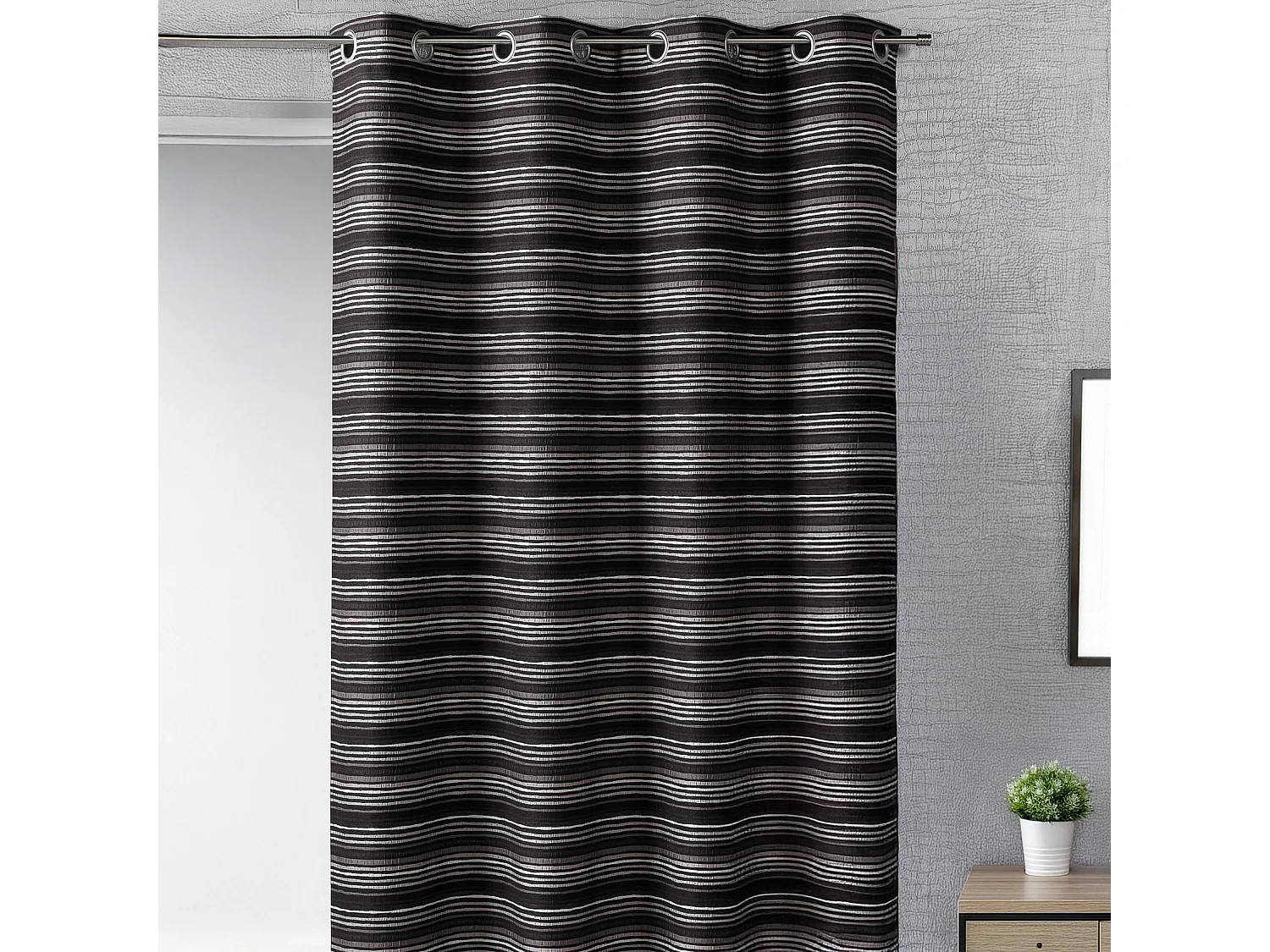 Cortina jacquard rayas finas 140 x 260 cm