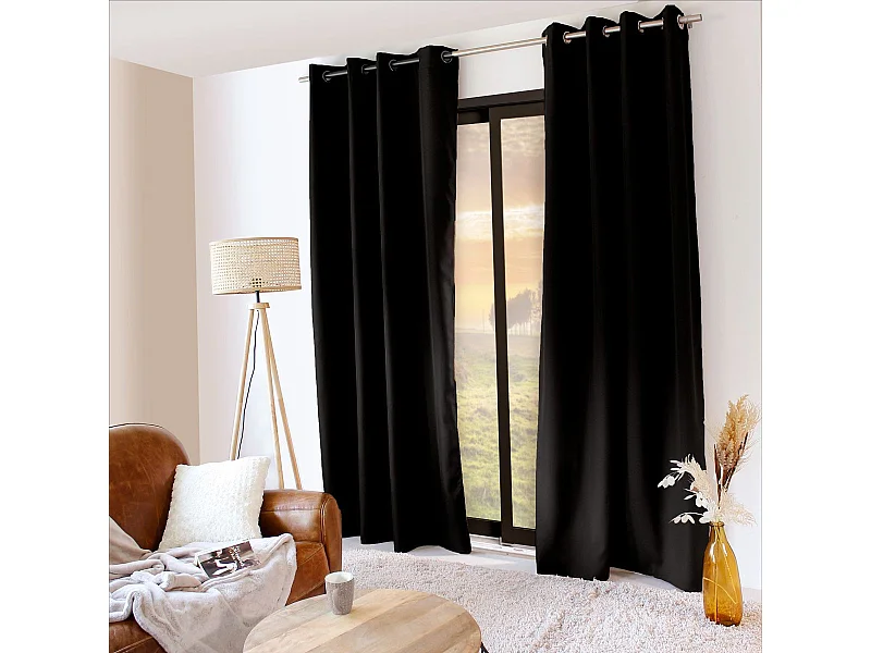 Rideau Thermique Occultant "Glacier" 135x240cm Noir