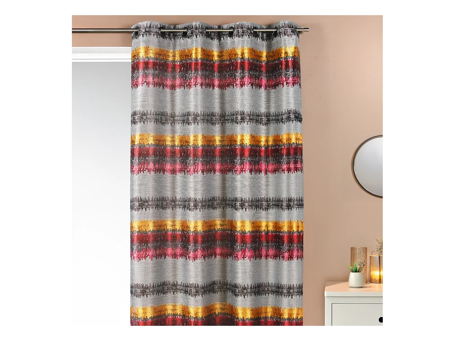 Rideau ethnique en jacquard à rayures horizontales