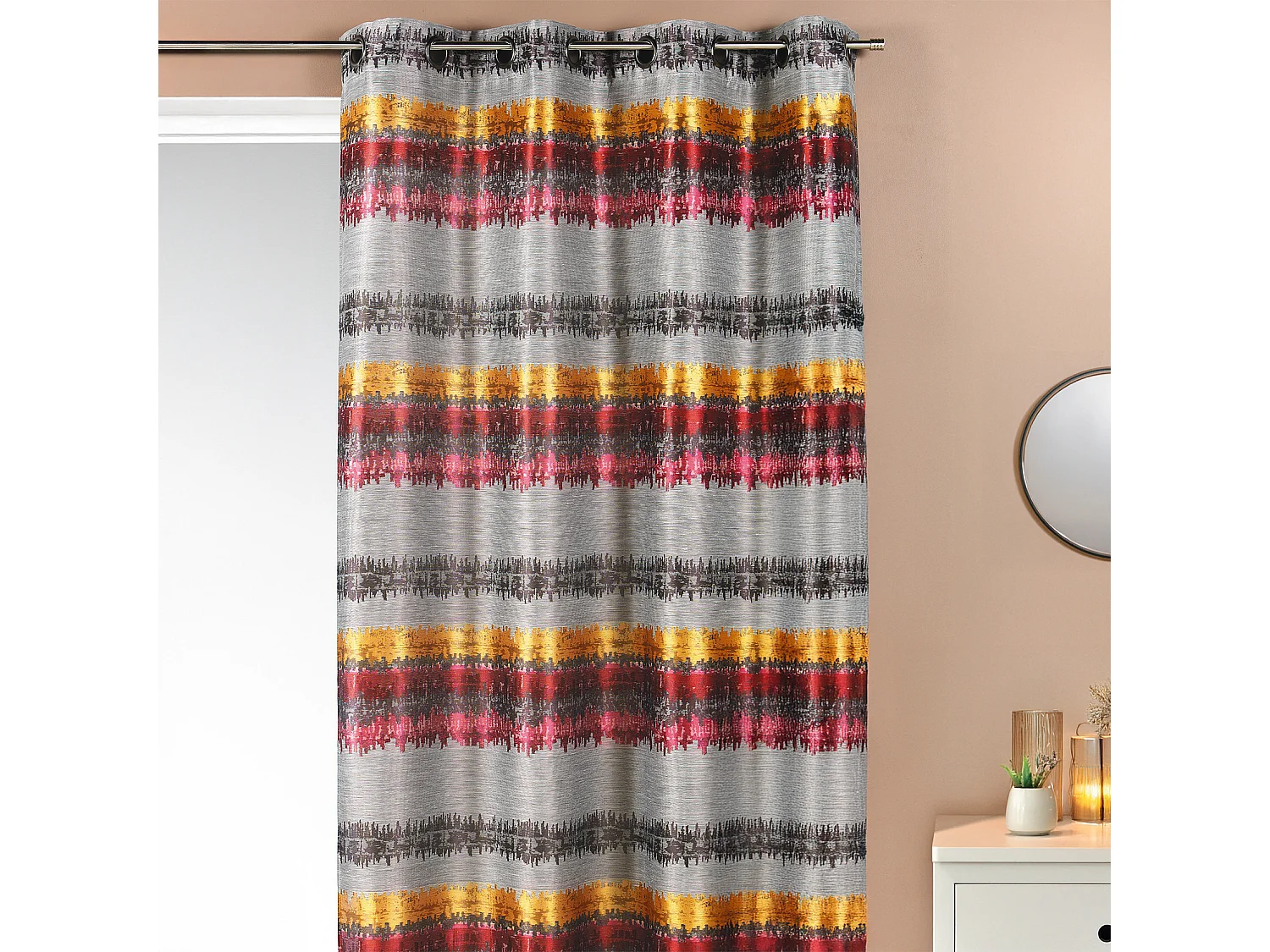 Cortina étnica de Jacquard a rayas horizontales 140 x 260 cm