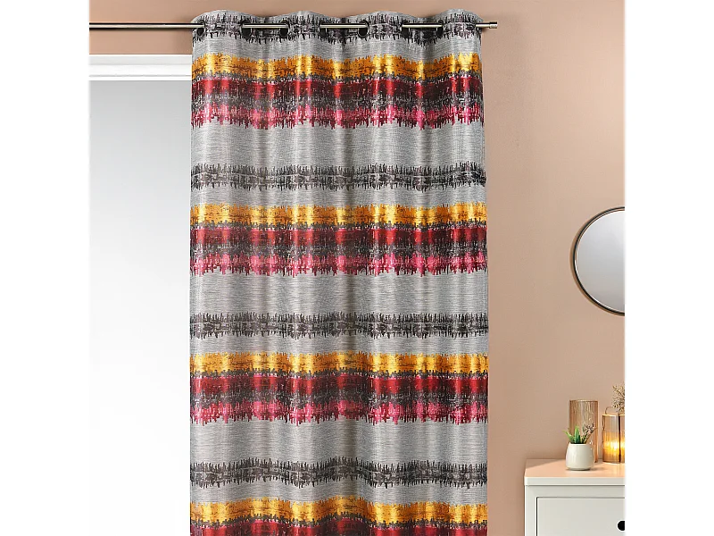 Cortina étnica de Jacquard a rayas horizontales 140 x 260 cm