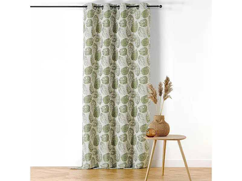 Cortina con Ojales Motivo de Hojas con Relieve 140 x 260 cm