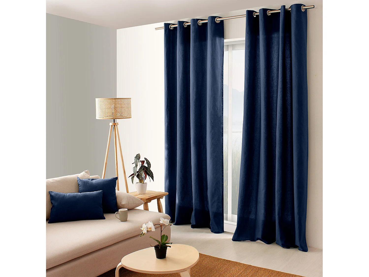 Cortina colorida de algodón puro 8 ollaos