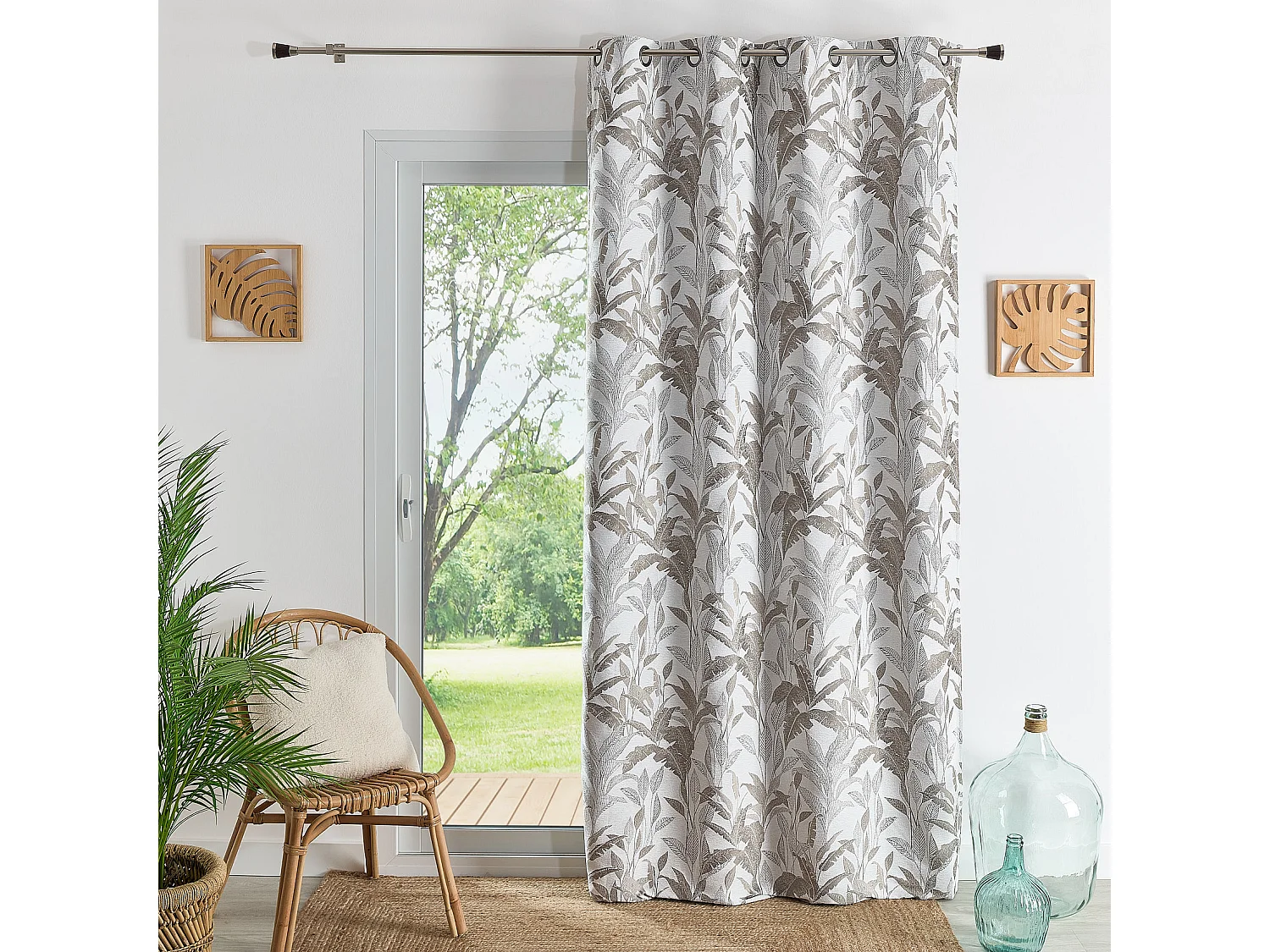 Cortina Jacquard con Motivo de Jungla 140 x 260 cm
