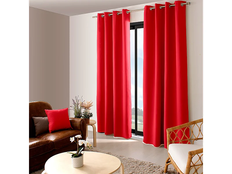 Rideau Occultant à Œillets "Reglisse" 140x240cm Rouge