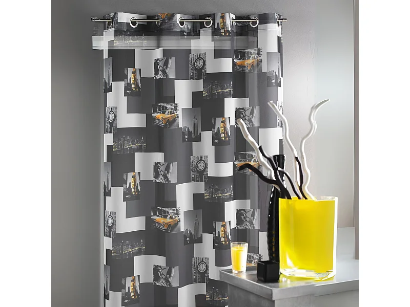 Cortina de Shantung estampada "Taxi NY" 150 x 240 cm