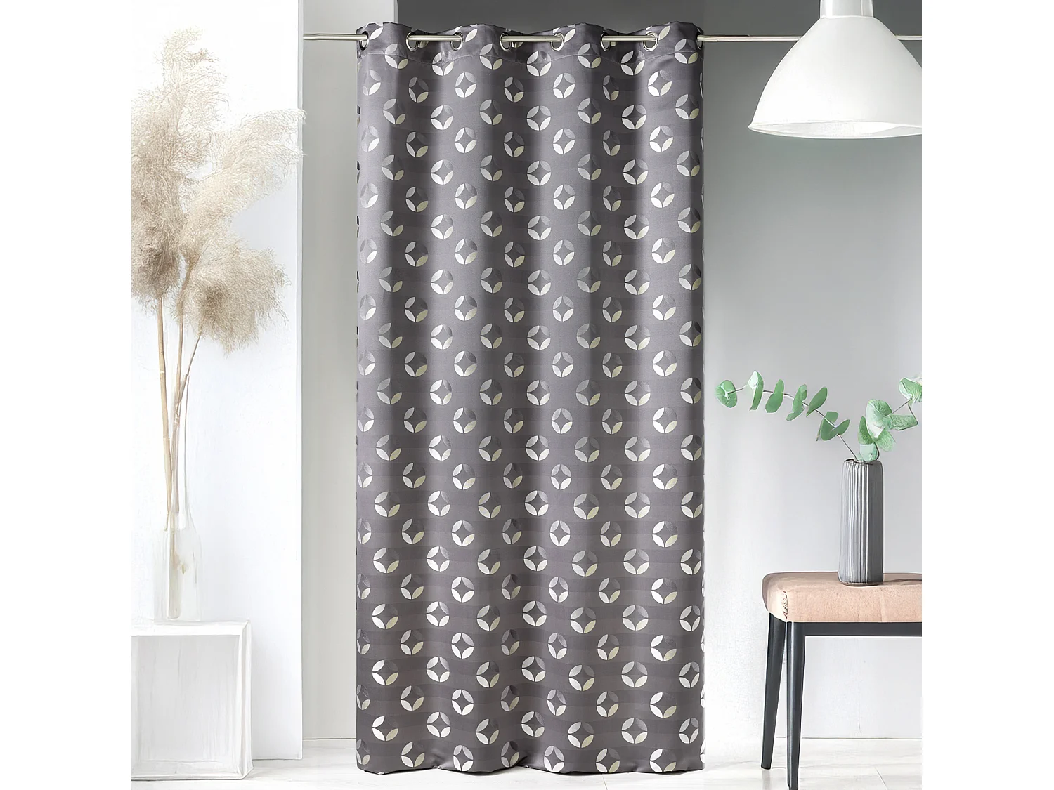 Cortina en jacquard estampados rosáceos 140 x 260 cm