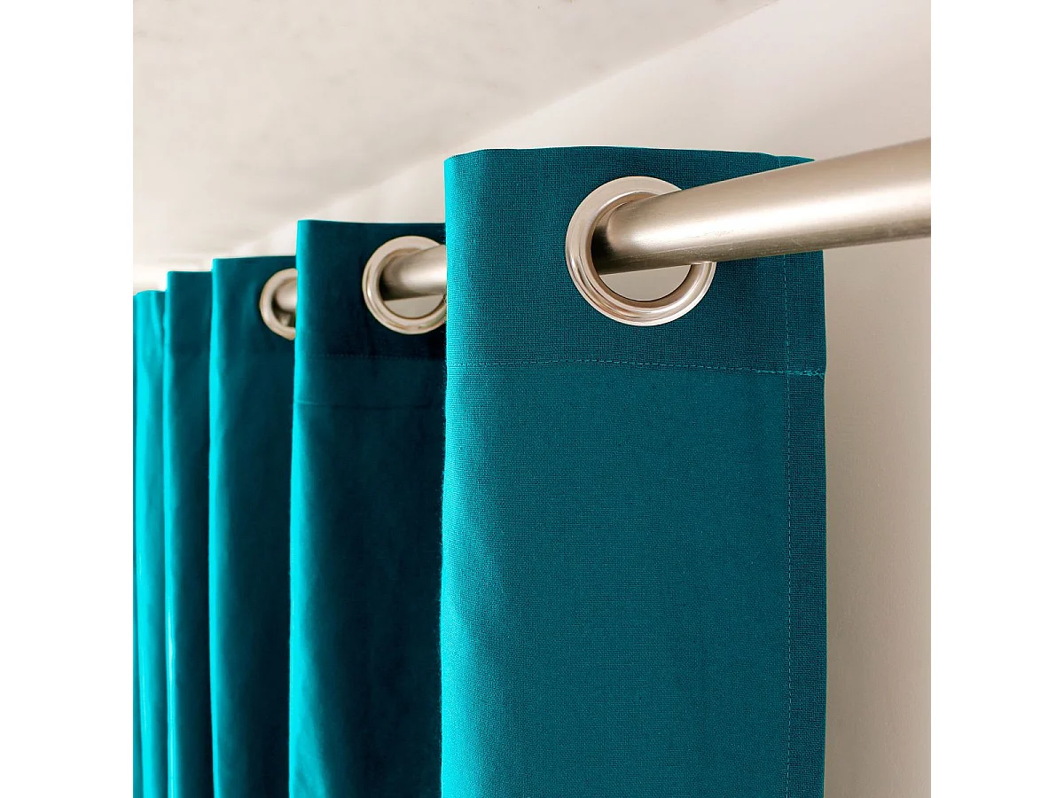 Rideau Uni à Œillets "Panama" 135x240cm Bleu Canard