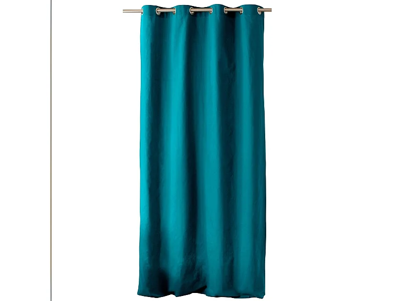 Rideau Uni à Œillets "Panama" 135x240cm Bleu Canard