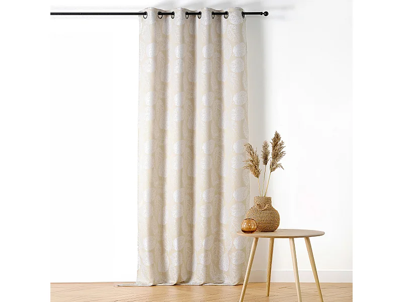 Cortina con Ojales Motivo de Hojas con Relieve 140 x 260 cm