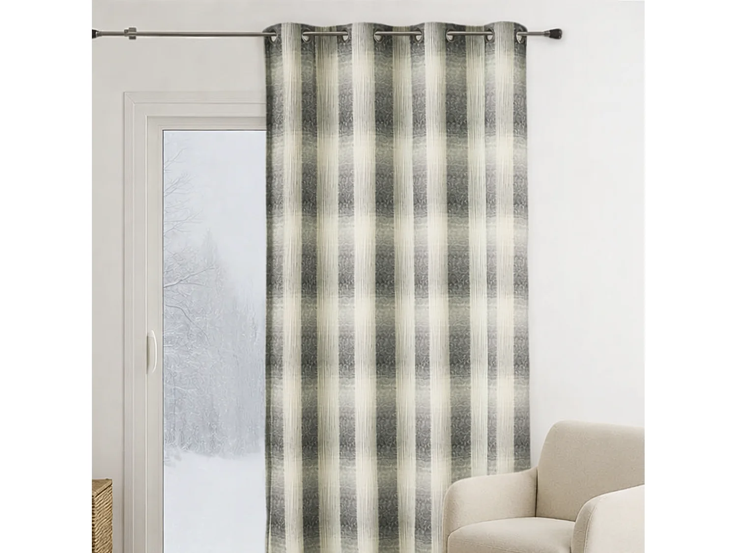 Cortina en Jacquad Efecto a Cuadros 140 x 260 cm