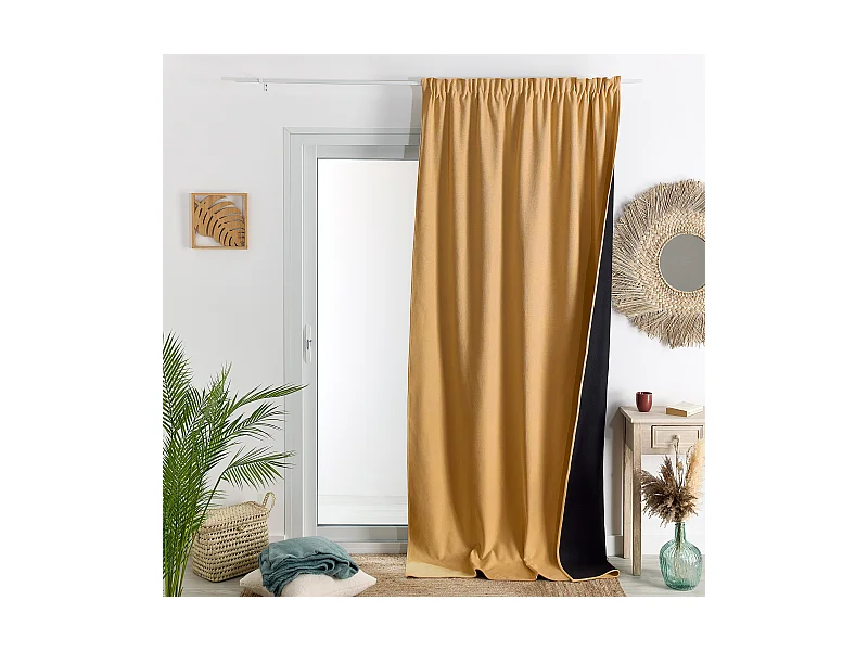 Cortina con pliegues fruncidos semiopaca, con propiedades fónicas y térmicas KONFOR