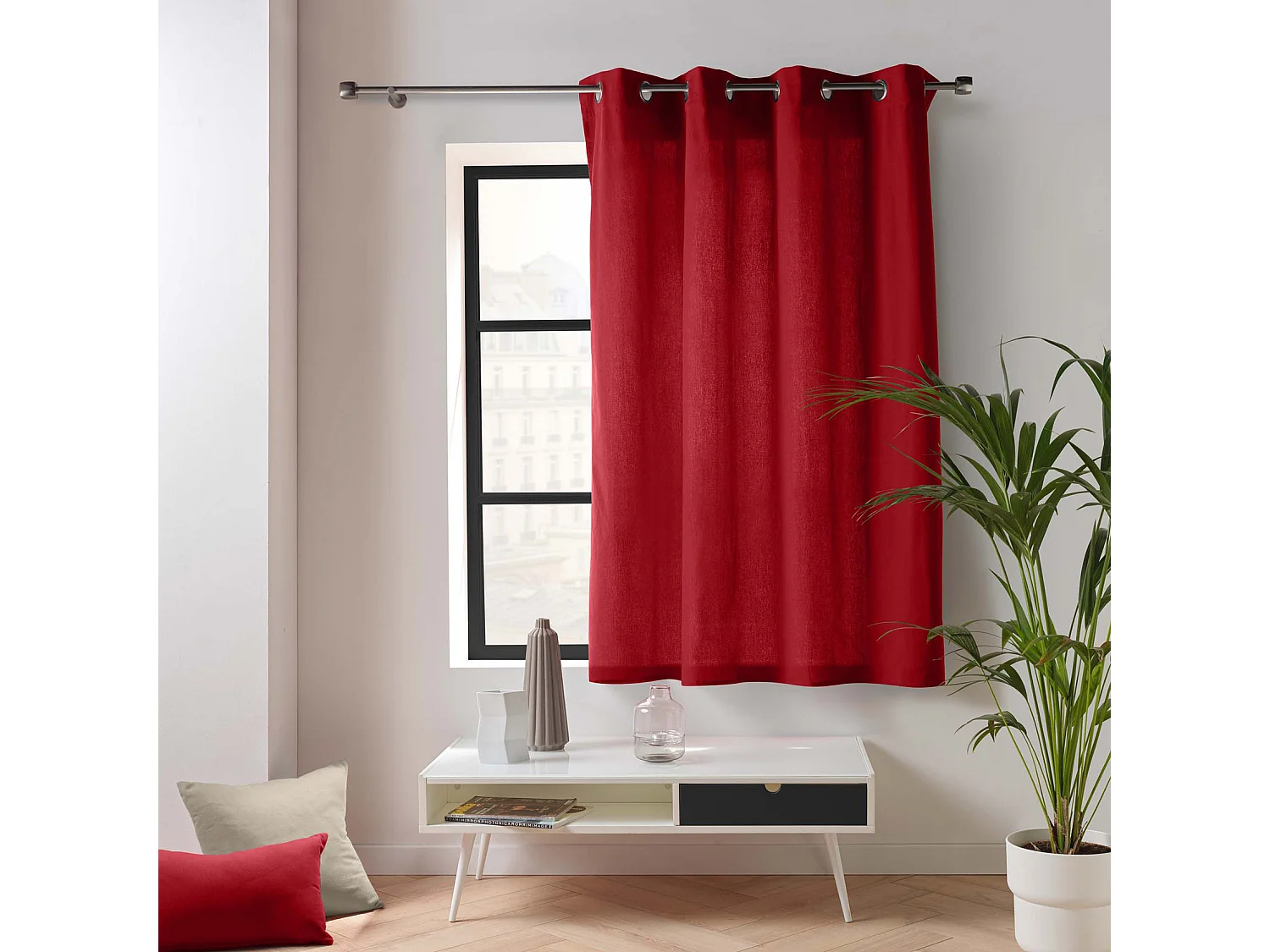 Visillo de decoración de poliéster/algodón reciclado 135 x 180 cm