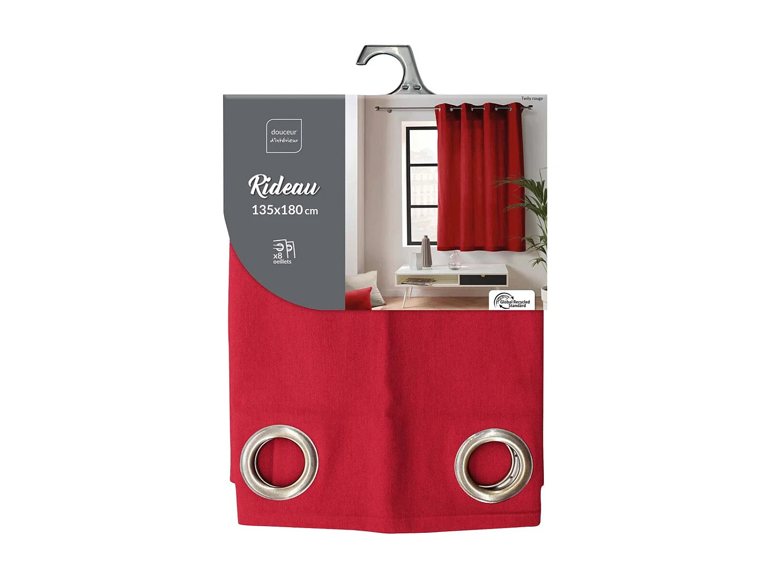 Rideau à Œillets "Twily" 135x180cm Rouge