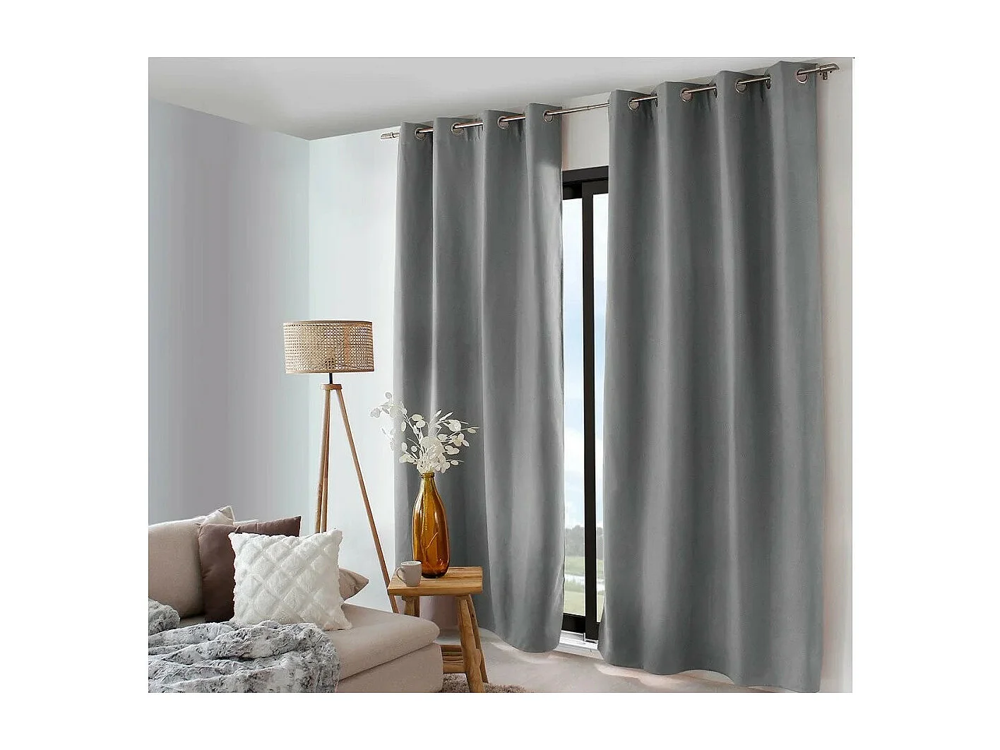 Rideau Thermique Occultant "Nordica" 135x240cm Gris Clair