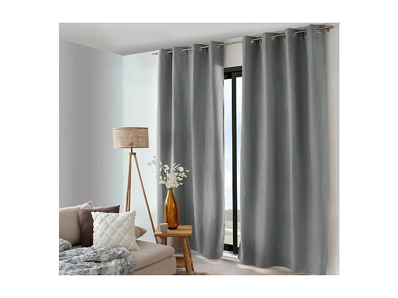 Rideau Thermique Occultant "Nordica" 135x240cm Gris Clair