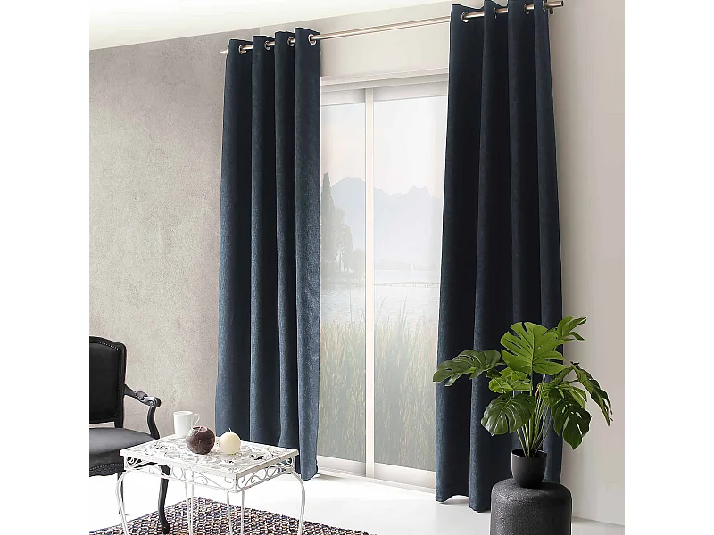 Rideau Occultant à Œillets "Natté" 140x240cm Anthracite