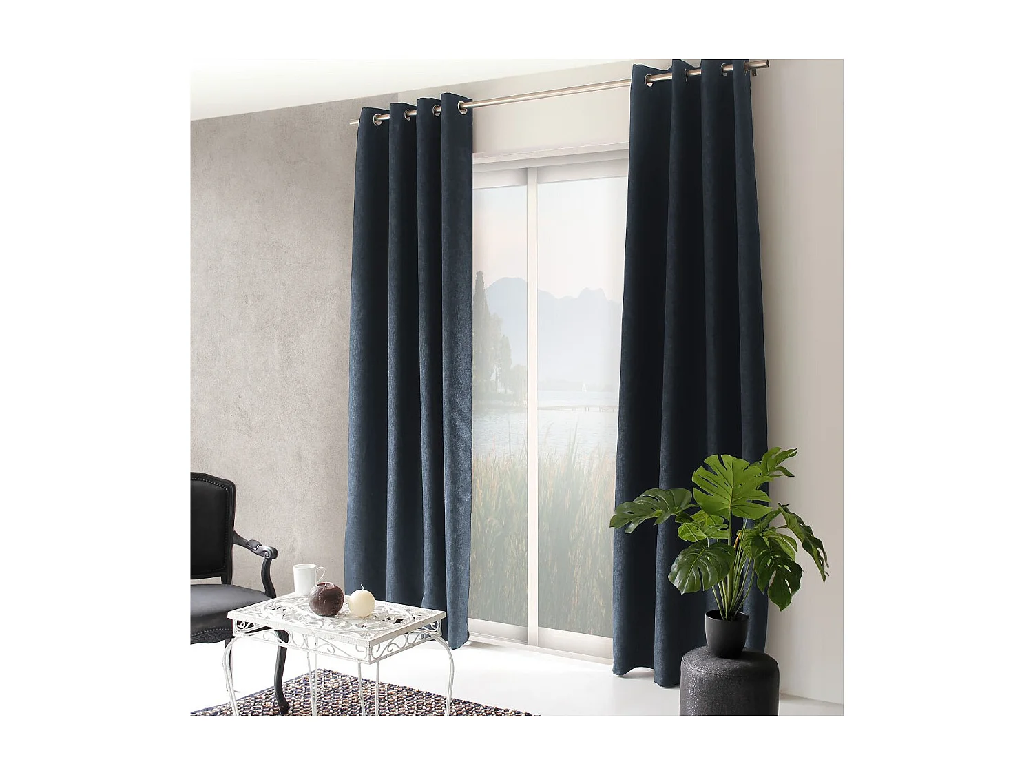 Rideau Occultant à Œillets "Natté" 140x240cm Anthracite