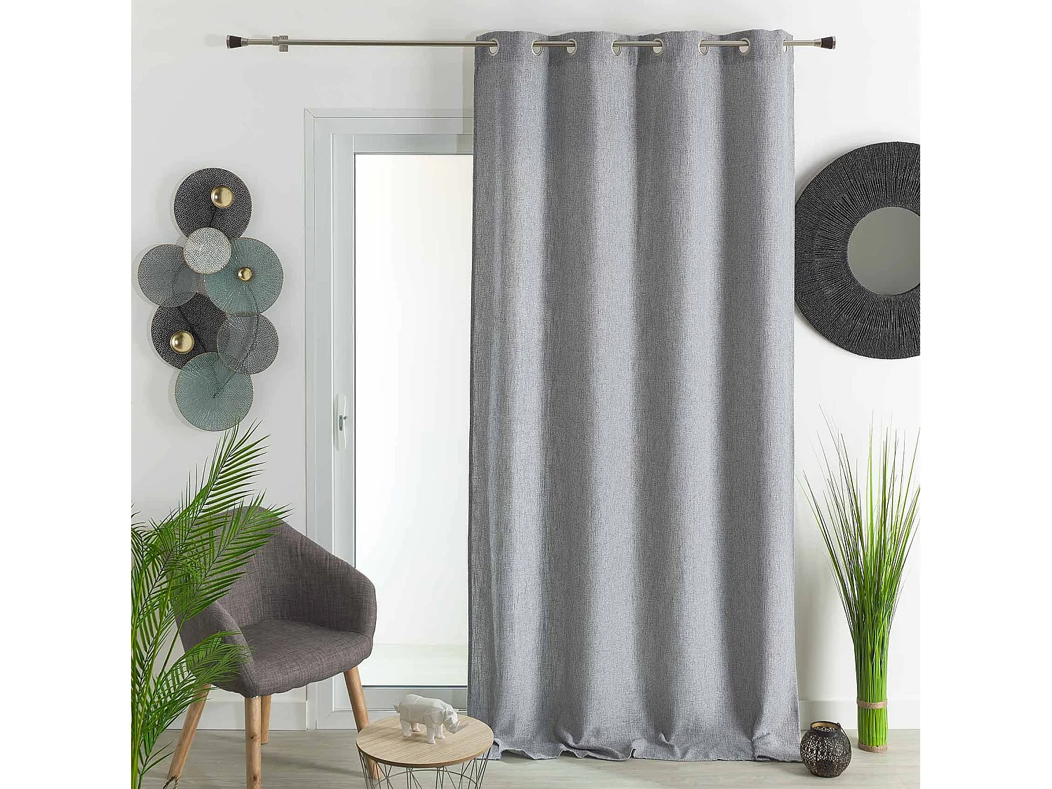 Halbtransparenter Vorhang mit gewebtem Effekt 140 x 260 cm