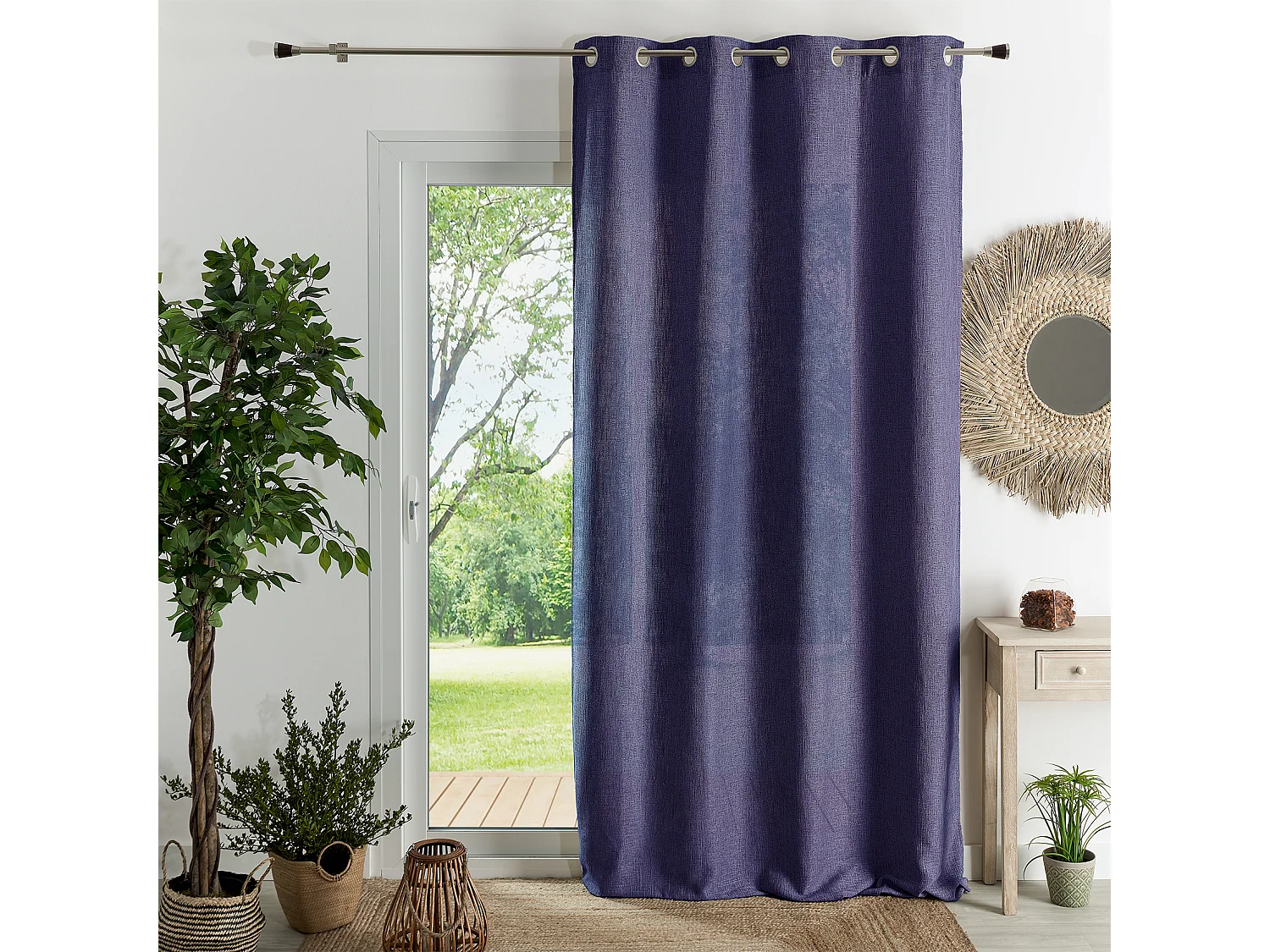 Halbtransparenter Vorhang mit gewebtem Effekt 140 x 260 cm