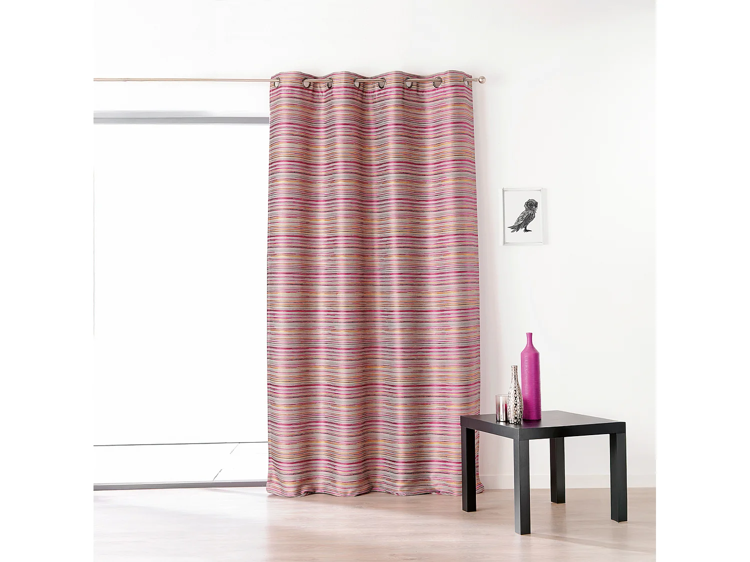 Cortina aspecto shantung con ollaos 145 x 250 cm