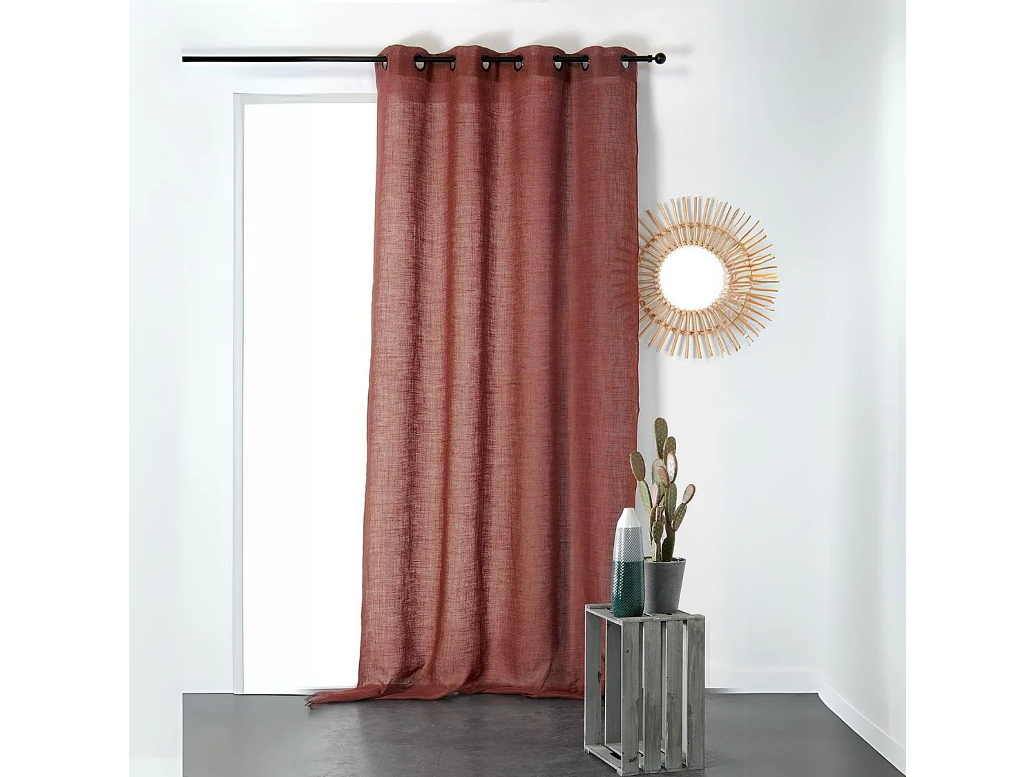 Halbtransparenter und natürlicher Vorhang aus 100% Leinen 145 x 260 cm