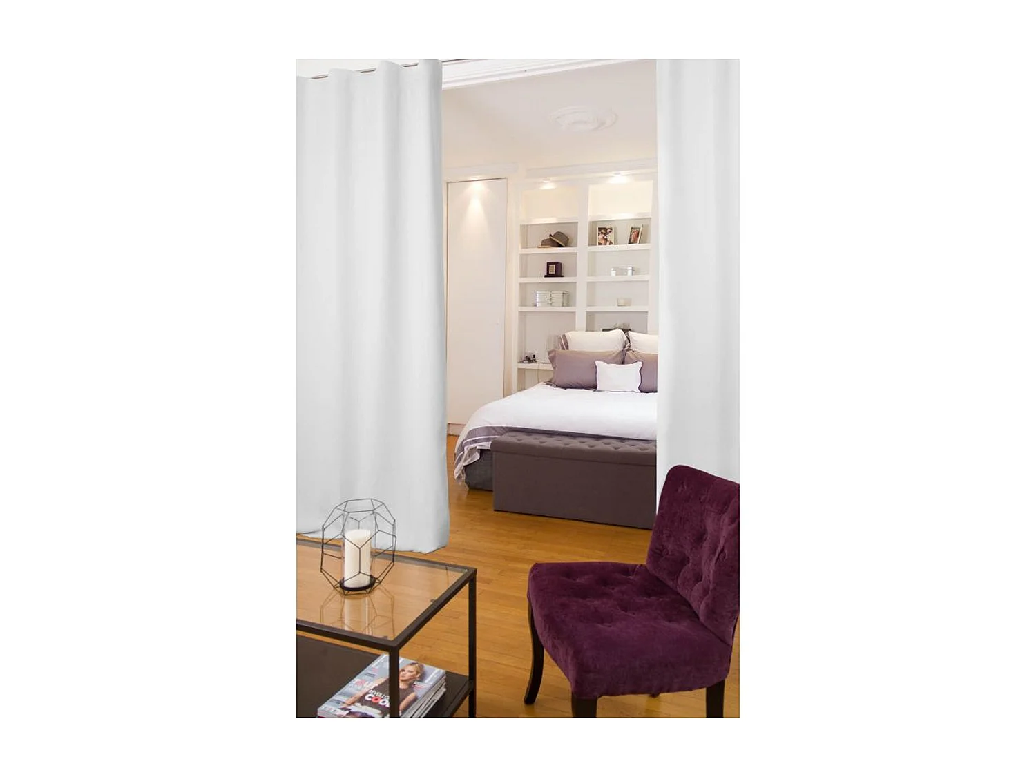 Rideau Séparateur de Pièce à galon et ourlet