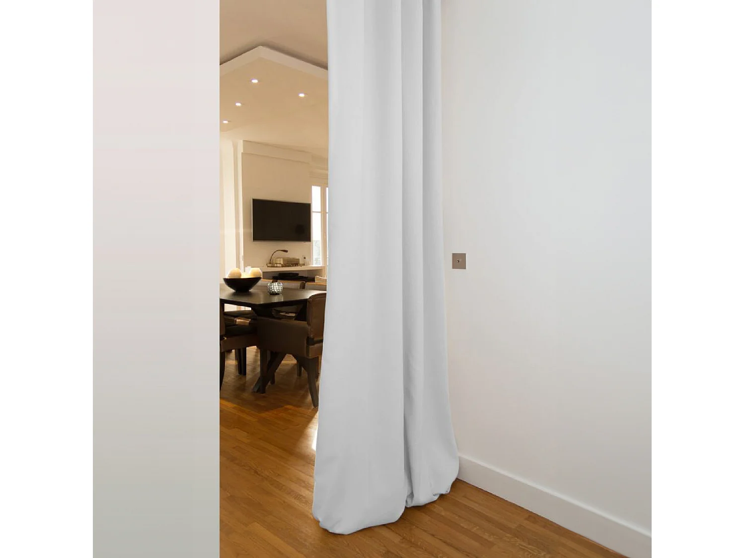 Vorhang als Raumteiler mit Vorhangstange und Kräuselband 145 x 250 cm