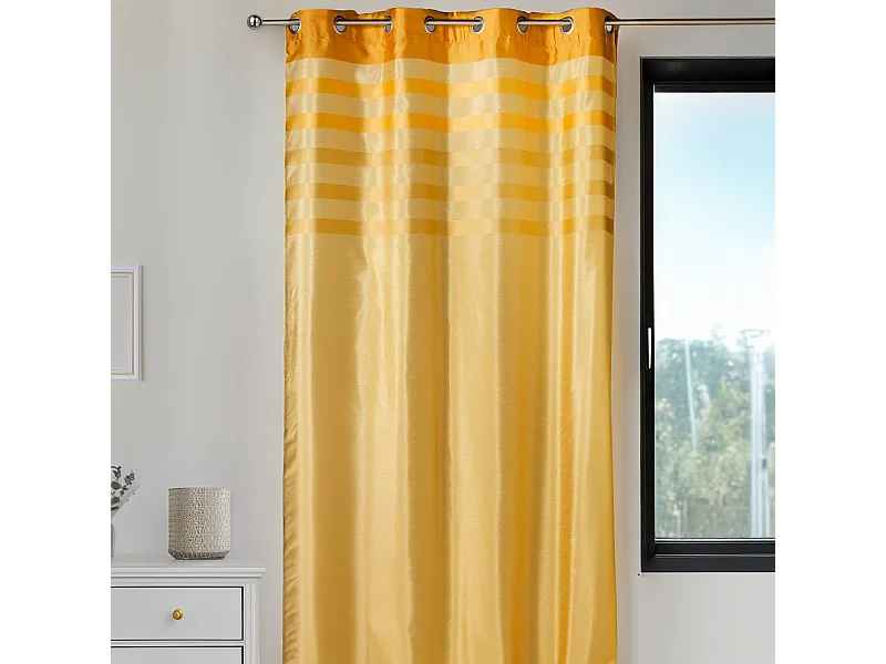 Rideau en shantung coloré avec parement ton sur ton